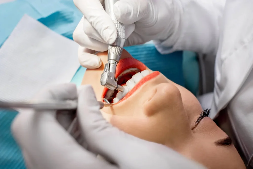patient getting routine dental cleaning charlotte